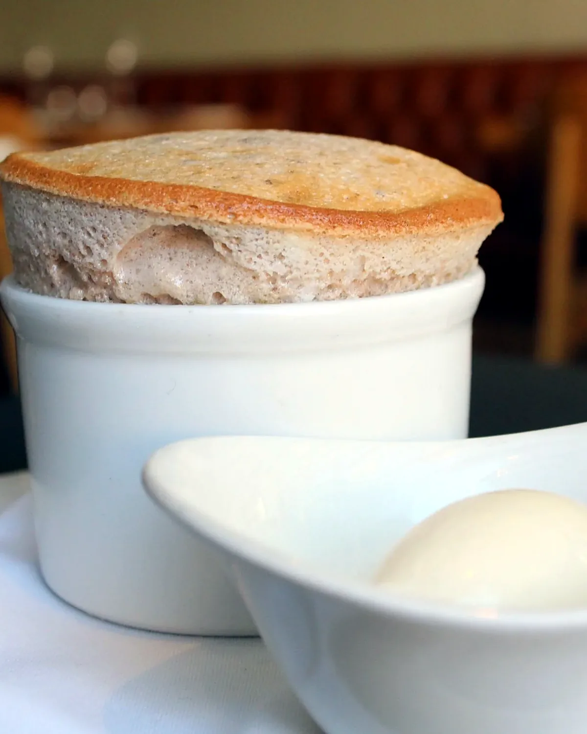 Soufflé with vanilla ice cream