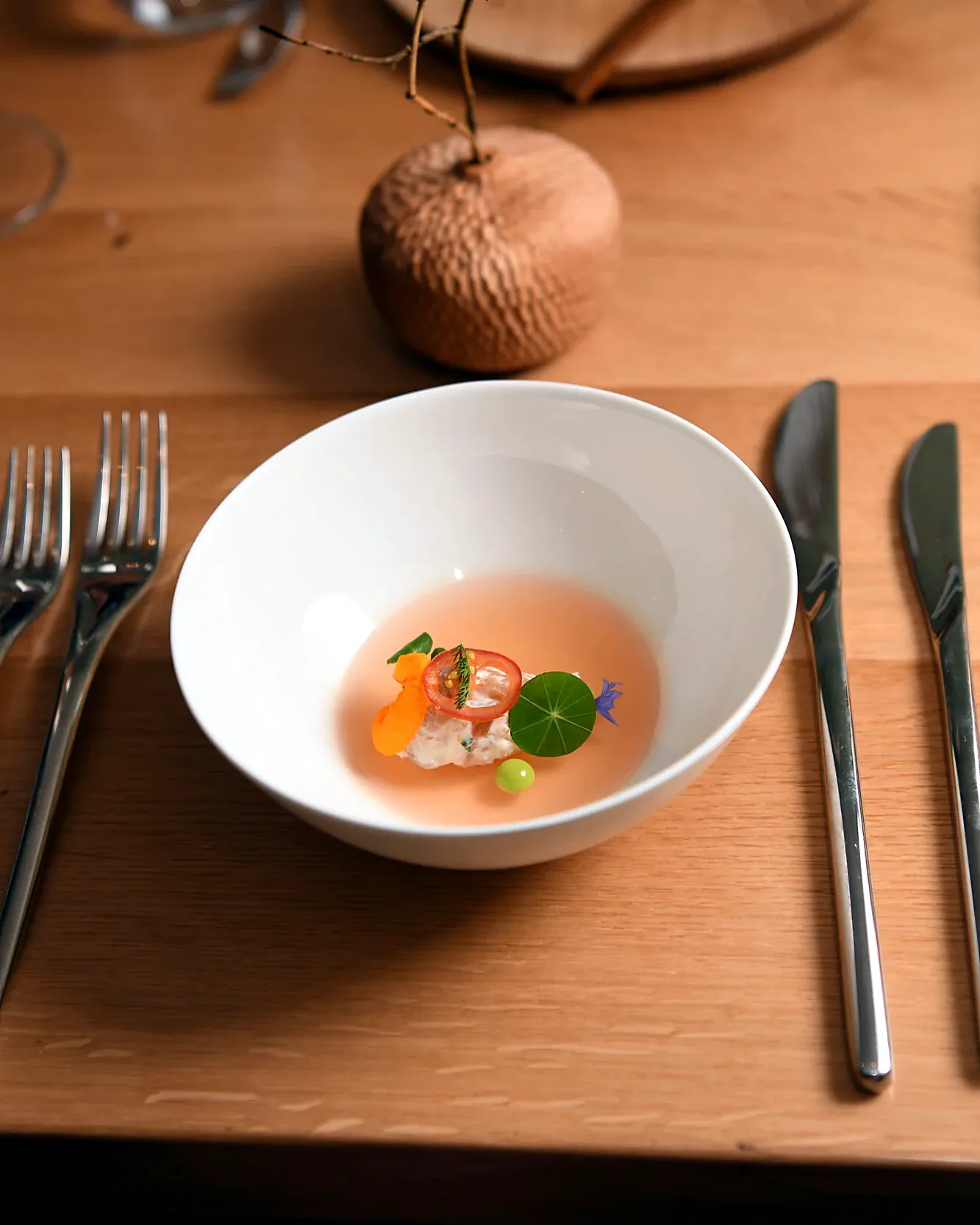 The table, set